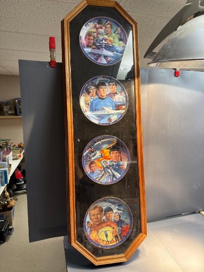 Glass Framed Star Trek Plate Collection set -12''w x 44''T. NO SHIPPING AVAILABLE ON THIS LOT!