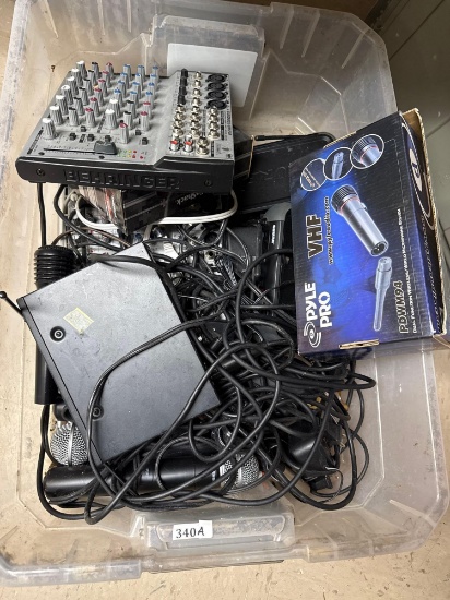 Behringer Euro Rack UB-1202 Mixer Board with Microphones and more