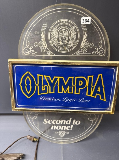 Olympia Beer. Lighted Sign-12'' x 17'' - Needs Bulb