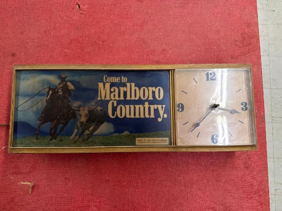 Marlboro Country Lighted Sign-Clock - 25'' L x 9'' T- DOES NOT LIGHT UP