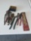 Five piece open end wrench set, channel locks, pliers, vice grip, hex keys.