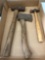 Two ball peen hammers, and hatchet.