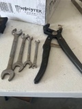 Crescent wrench, box end and open end wrenches, welding clamp, etc.