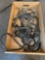 Box of assorted horse halters and lead ropes