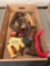 Assorted boxes of wood clamps, hammers, Craftsman Guide Master, wood planer