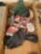 Box of gloves, tool bags, phone case