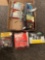 Box of assorted screws, fasteners, and nails