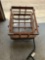 Wooden pull behind wire cart