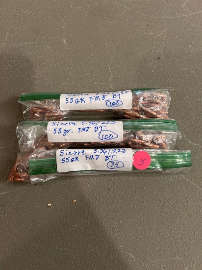 Sierra 5.56/.223 55 gr. FMJ BT bullets