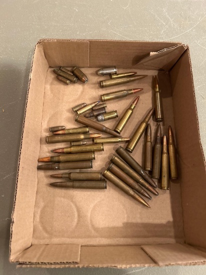 Box of assorted ammunition of various sizes