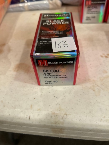 1 box of 50 Hornady black powder .58 cal muzzleloader balls