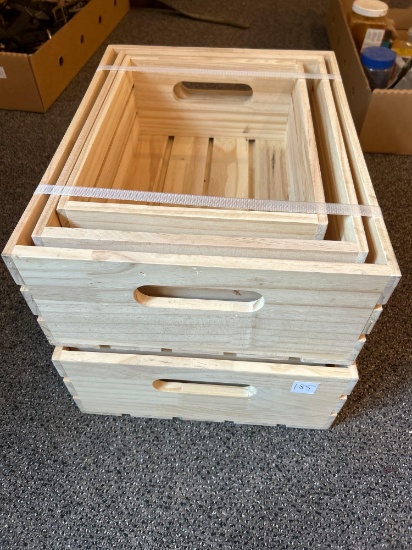 2 sets of wooden storage trays