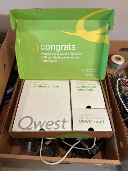 Qwest wifi router, assorted electric cords