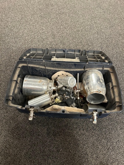 Plastic tool box, paint sprayer