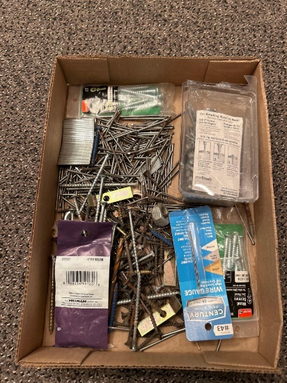 Box of assorted nails and screws