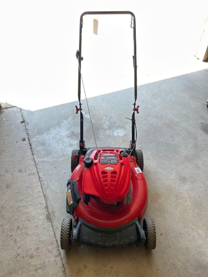 Troy-Bilt 21" push mower, rear bag, side discharge, runs good