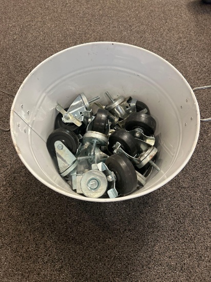 Steel bucket of various size castors