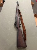 Springfield Armory US .30 M1 semi automatic rifle. No clip, this rifle appears to have seen battle,