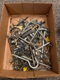 Box of assorted nails, screws and hooks