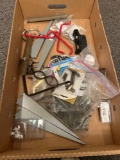Box of assorted hanging clips and hooks