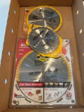 Box of assorted brand new saw blades, various sizes
