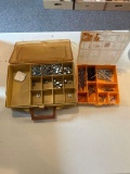 Assorted hardware kits, nuts, bolts washers, and screws in carry cases