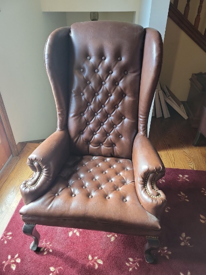 Leather wingback chair