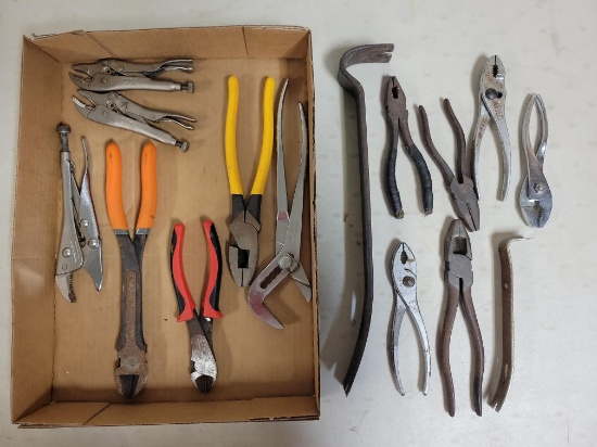 Pliers, vice grips, pry bar