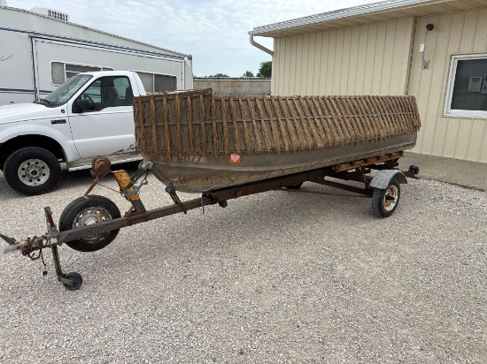 14' V Bottom Aluminum Duck Boat w/1980's Johnson 9.9hp Motor