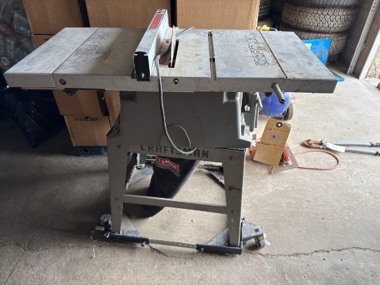 Craftsman 10" Table Saw on portable stand with wheels