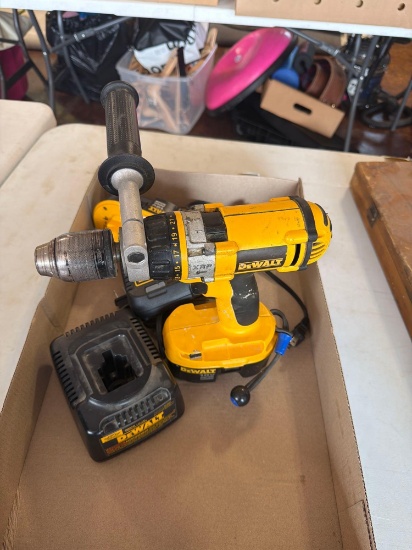 DeWalt drill/driver cordless hammer drill with charger and batteries.