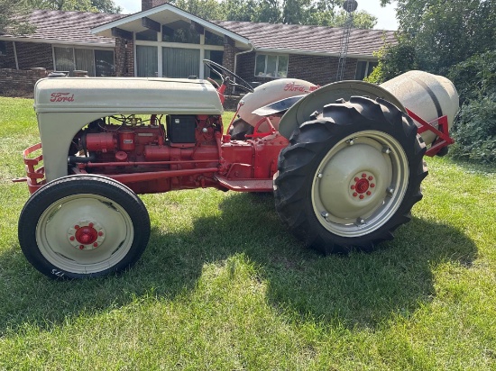 1950 8N Ford Gas Tractor, wide front, 3 pt., 12.4-28 rear tires w/3 pt. Transmix Utility Mixer
