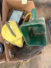 ASSORTMENT inc MINNOW BUCKET and TRAP, LIGHT, HAND SPREADER