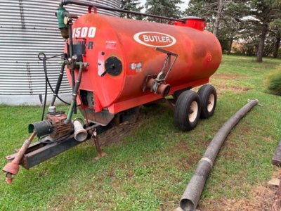 BUTLER "1500g" MANURE TANK, VACUUM PUMP, 540 PTO, TANDEM AXLE