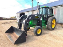 1991 JOHN DEERE "4455" TRACTOR, CAB, 2WD, QUAD RANGE