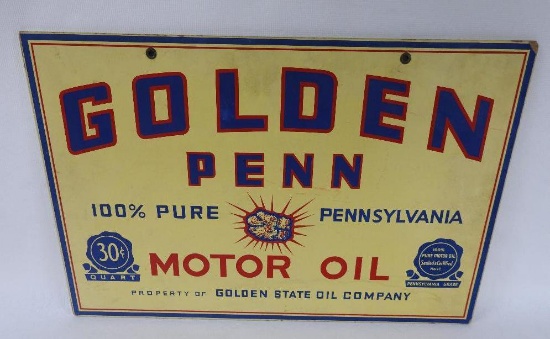 Golden Penn Motor Oil Masonite Sign