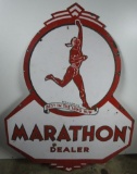 Marathon Dealer Diecut Porcelain Sign