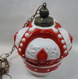 Red Crown Swag Lamp Globe
