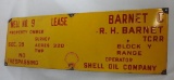 Shell Oil Company Porcelain Lease Sign