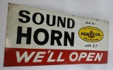 Pennzoil Sound Horn Tin Sign