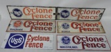 Lot of Six Cyclone Fence Porcelain Signs