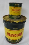 Two Valovine Grease Cans