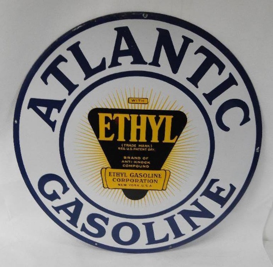 Atlantic Ethyl Gasoline 30" Porcelain Sign