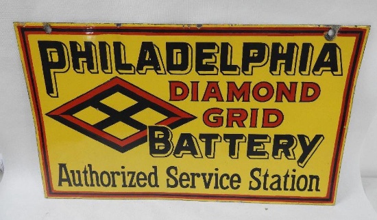 Philadelphia Diamond Grid Battery Porcelain Sign