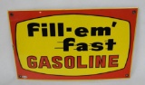 Fill-Em Fast Gasoline Porcelain Pump Plate