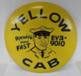 Yellow Cab Button Sign