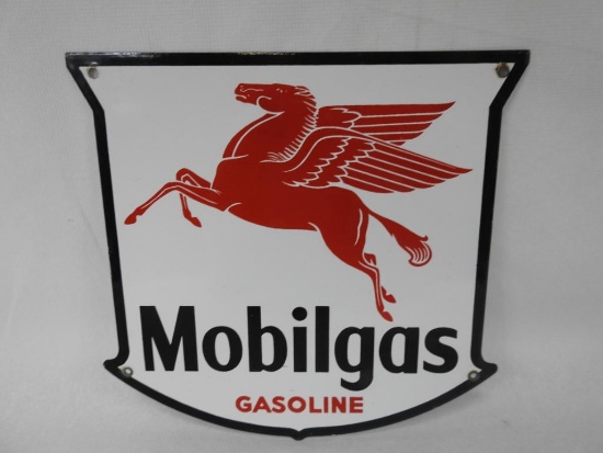 Mobilgas Gasoline Porcelain Pump Plate
