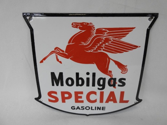Mobilgas Special Gasoline Porcelain Pump Plate