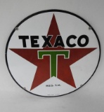 Texaco White T Porcelain Sign