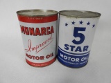 Monarca and 5 Star Quart Oil Cans